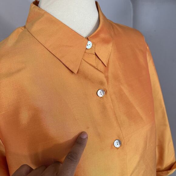 Vintage Silk Orange Womens Long Evening Jacket Large Dressy Lightweight Taffeta - Picture 9 of 15